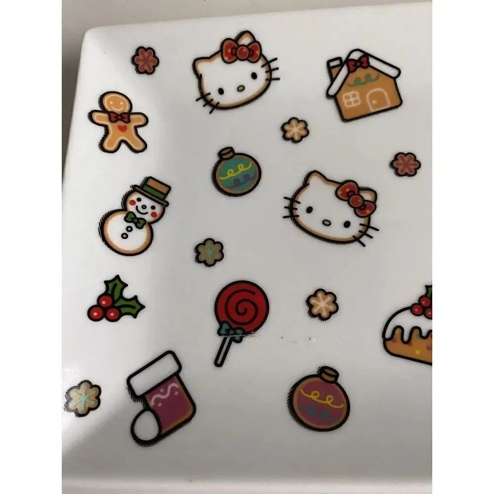 Hello Kitty Christmas Gingerbread Candycanes Ceramic Serving Tray‎ Platter NEW